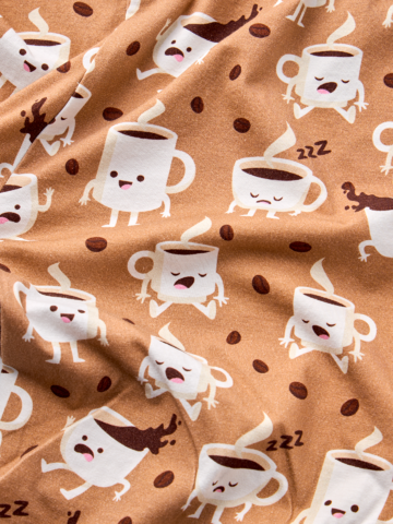 Lifestyle-Foto Lustiger Pyjama für Männer Schläfriger Kaffee