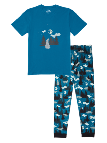 Geschenk von Dedoles Lustiger Pyjama für Männer Wolf und Mond