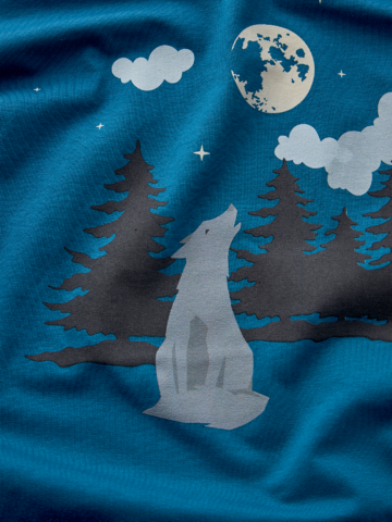 Foto Lustiger Pyjama für Männer Wolf und Mond 