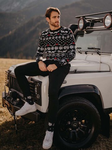 Potešte sa týmto kúskom Dedoles Vrolijke wintertrui Zwartwit Kerstmis