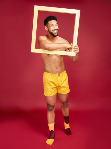 Pre dokonalý a originálny outfit Mosterdgeel herenboxershorts