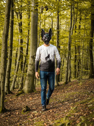 Foto Pulóver kapucni nélkül Farkas a sziklán