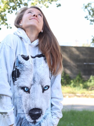 Obrázok produktu Mikina s kapucňou DJ Biely vlk