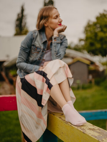 Kiárusítás Pasztell rózsaszín bambusz bokazokni