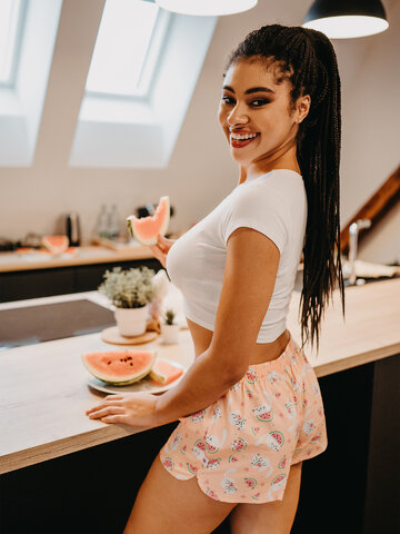 a tökéletes és egyedi ruházathoz Vidám női alsónadrág Macska dinnyével