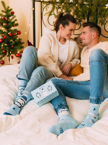 Kedvezmény Pingvin és hóember meleg zokni ajándékdobozban