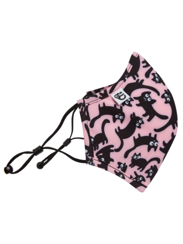Obrázok produktu Vrolijke antibacterieel mondkapje Roze katten – grote maat