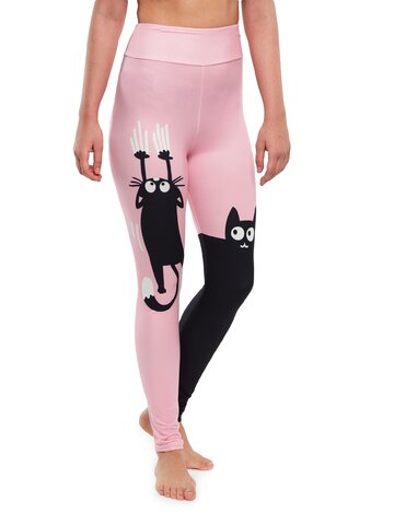 Lifestyle fotó Vidám magas derékú leggings Rózsaszín macska