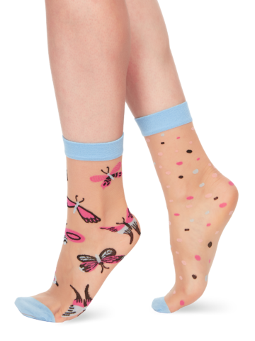 Lifestyle foto Veselé silonkové ponožky Motýle a bodky