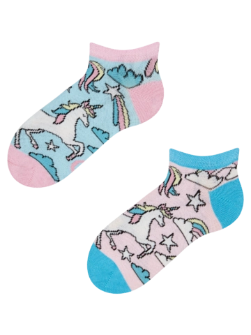 Sleva Veselé dětské kotníkové ponožky Duhový jednorožec