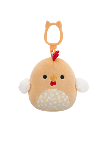 Hľadáte originálny a nezvyčajný darček? Obdarovaného zaručene prekvapí Squishmallows con clip-on Rutie il galletto marrone con pancia floreale, 9 cm