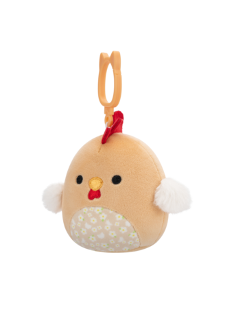Výpredaj Squishmallows con clip-on Rutie il galletto marrone con pancia floreale, 9 cm