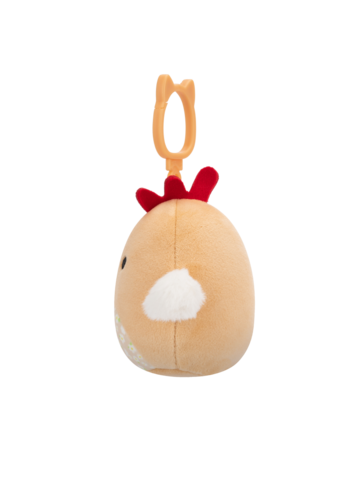 Zľava Squishmallows con clip-on Rutie il galletto marrone con pancia floreale, 9 cm