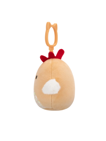 Zľava Peluche Squishmallows de 9 cm accrochable Rutie le coq brun au ventre fleuri