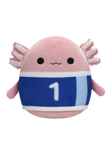 Tip na darček Squishmallows Aksolotl Archie z nogometnim dresom, 20 cm