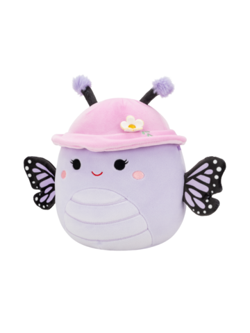 Pre dokonalý a originálny outfit Squishmallows Bibiana la farfalla monarca con cappellino e fiori, 20 cm