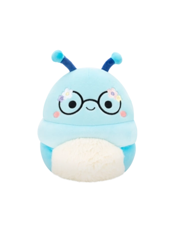 Výnimočný darček od Dedoles Peluche Squishmallows de 20 cm Cordelia bookworm bleue portant des lunettes décorées de fleurs