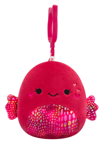 Výnimočný darček od Dedoles Peluche Squishmallows de 9 cm Clip-On Barella le poisson Betta à la framboise