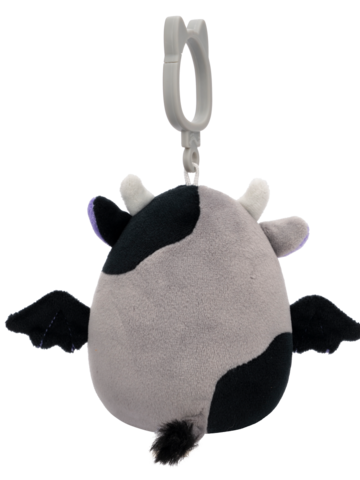 Pre dokonalý a originálny outfit Squishmallows Clip-On Bridgette – netopirjeva krava, 9 cm