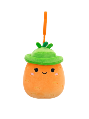 Výpredaj Squishmallows con clip-on Caroleena la carota arancione con cappello da pescatore, 9 cm
