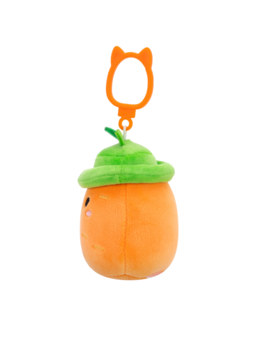 Pre dokonalý a originálny outfit Squishmallows con clip-on Caroleena la carota arancione con cappello da pescatore, 9 cm