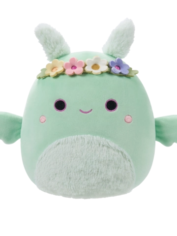 Tip na darček Squishmallows čovjek-moljac Tove zelene boje poput peperminta s cvjetnom krunom i pahuljastim trbuhom, 20 cm