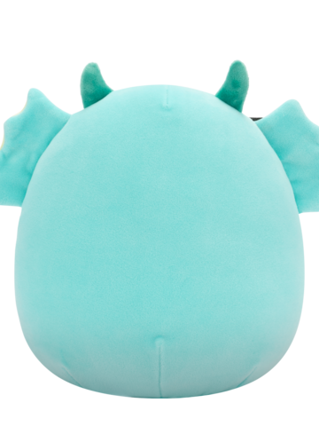 Lifestyle foto Плюшена играчка Squishmallows Синьозеленото блатно чудовище с петнисто коремче и фибичка с прилеп Добродушко, 20 см
