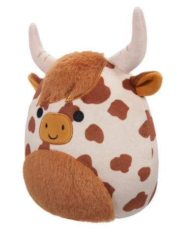 Výnimočný darček od Dedoles Плюшена играчка Squishmallows, Алонзо, кафяво-бялата шотландска крава, 20 см