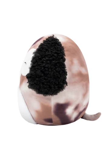 Lifestyle foto Peluche Squishmallows de 30 cm Zerdan le chien marbré brun faisant un clin d'œil