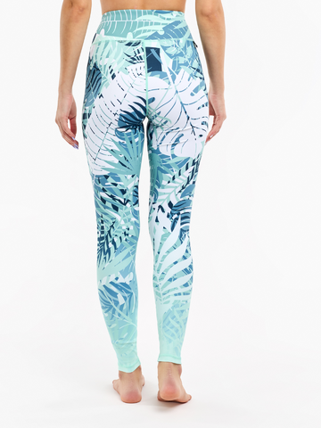 Pre dokonalý a originálny outfit Veselé legíny na cvičenie Modré listy