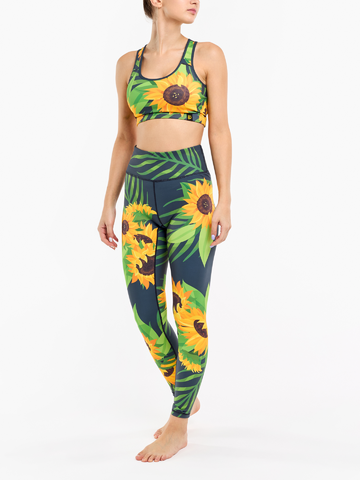 Sale Gym Leggings Sunflower & Leaves