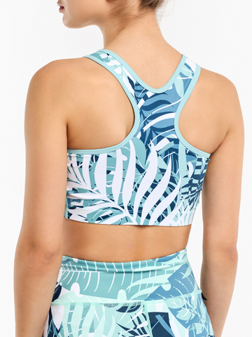 Lifestyle photo Gym Top Blue Leaves