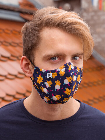 Výnimočný darček od Dedoles Veselé antibakteriálne rúško Párty škrečky - väčšie