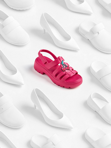 Foto Sötét rózsaszín női fisherman szandál