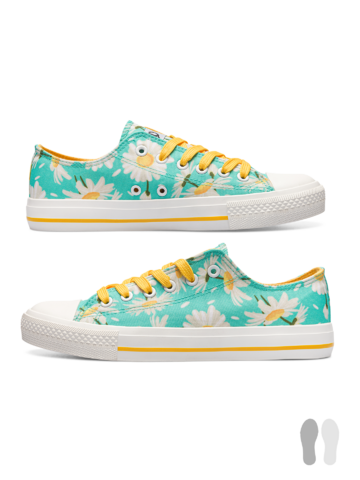 Hľadáte originálny a nezvyčajný darček? Obdarovaného zaručene prekvapí Veselé plátenné tenisky Letná sedmokráska