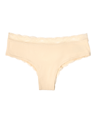 Hľadáte originálny a nezvyčajný darček? Obdarovaného zaručene prekvapí Дамски дантелени бикини в бежово