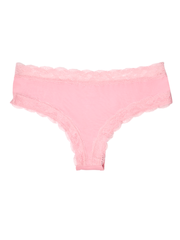 Lifestyle fotó Korallrózsaszín női bugyi csipkével