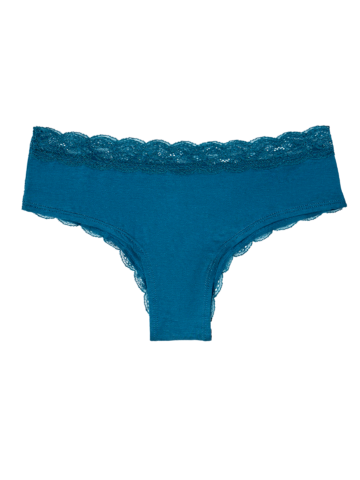 ОТСТЪПКА Дамски дантелени бикини в цвят мароканско синьо