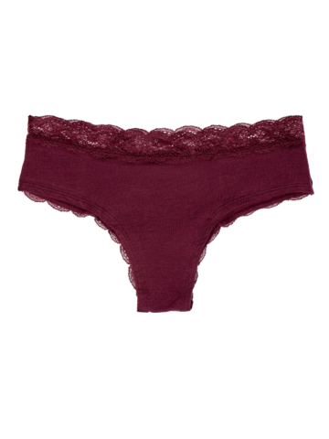 für ein vollkommenes und originelles Outfit Burgunderrote Spitzenhöschen für Frauen