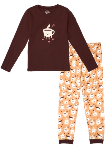 Geschenk von Dedoles Lustiger Pyjama für Frauen Schläfriger Kaffee