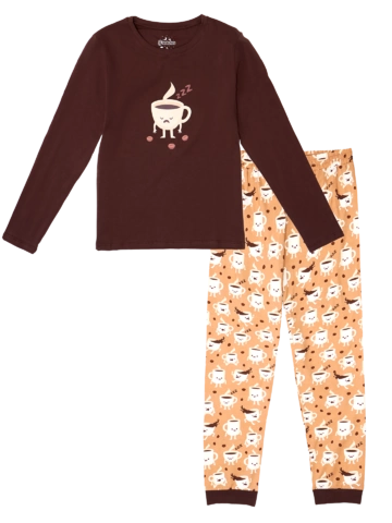 Výnimočný darček od Dedoles Veselé dámské pyžamo Ospalá káva