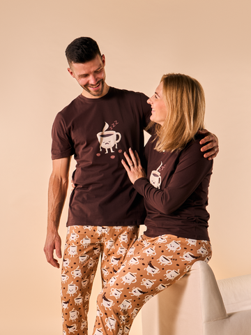 Geschenk von Dedoles Lustiger Pyjama für Frauen Schläfriger Kaffee