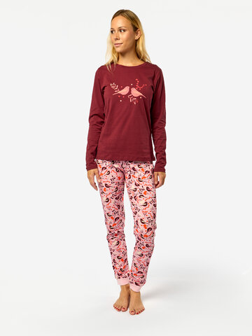 Lifestyle-Foto Lustiger Pyjama für Frauen Vögel und Beeren