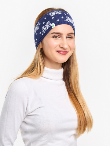 Sale Women's Knitted Headband White Snowflakes