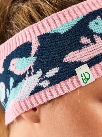 Lifestyle-Foto Lustiges gestricktes Damenstirnband Wintervögel