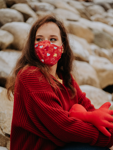 Tip na darček Vrolijk antibacterieel mondkapje Harten – medium