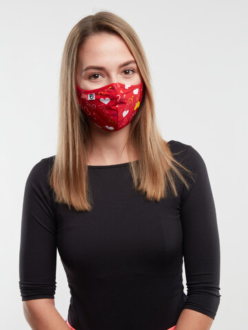 Obrázok produktu Vrolijk antibacterieel mondkapje Harten – medium