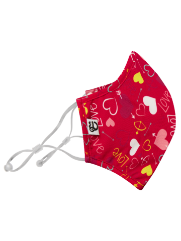 Výpredaj Vrolijk antibacterieel mondkapje Hartjes – grote maat