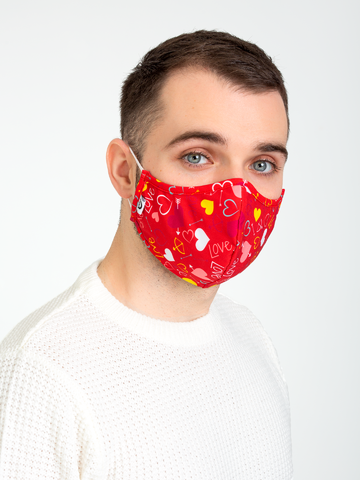 Tip na darček Vrolijk antibacterieel mondkapje Hartjes – grote maat