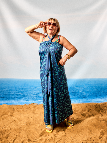 Eredeti ajándék a Dedolestől Vidám strandkendő Türkiz virágok